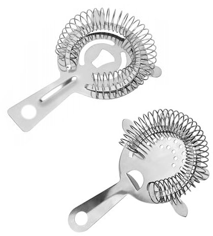 2 Pezzi Filtro Cocktail Professionale in Acciaio Inoxidable per Bar - Filtro per Bevande Glacate Mescolate, Accessori Cucina da Casa