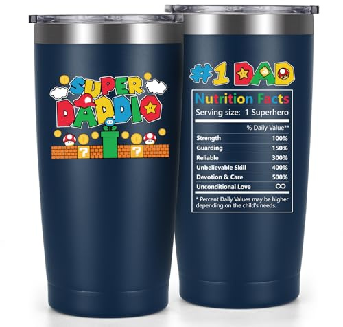 Livole Dad Gifts - Father's Day Stainless Steel Travel Mug from Daughter, Son, Child - 20oz Insulated Wine Tumbler with Straw and 2 Lids - Best Daddy Gift Ideas for Men