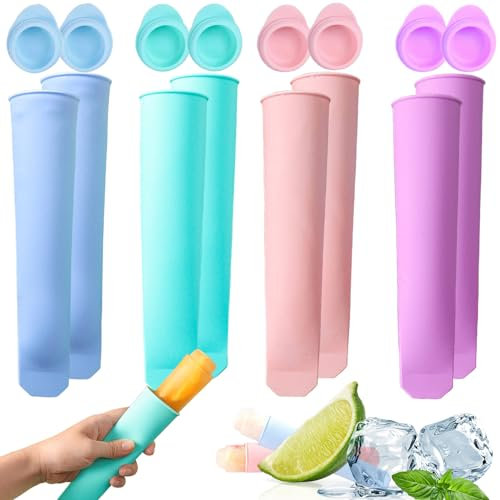 KEELYY Lot de 8 Moule à Glace en Silicone - Popsicle Mold Réutilisables - Moule Glace Silicone Pour glace à l'eau - parfaits pour Bebe Enfant et adulte
