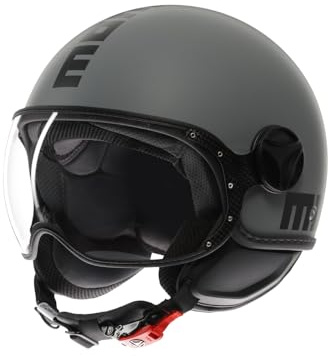 MOMODESIGN - FGTR CLASSIC E2206, Casco Jet, Casco Aperto per Moto e Scooter, per Uomo e Donna, Grigio Opaco/Nero, M