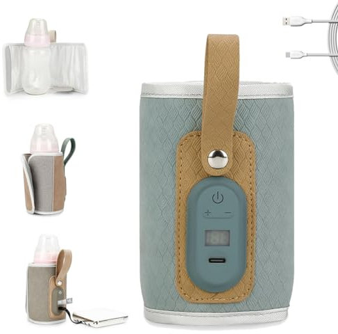 Strifee Baby Bottle Warmer Baby Milk Warmer Heater USB Rechargeable Portable Bottle Warmer for Travel Baby Bottle Cooler Bottle Prep Machine Bottle Bag Travel Cover Baby Bottle Holder (Blue)