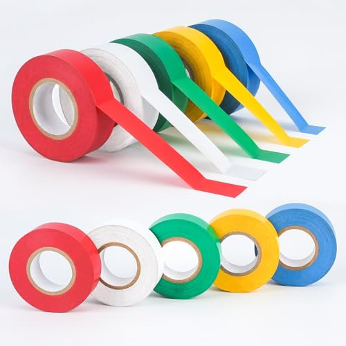 WINSOME Electrical Tape Black | 20m X 19mm Waterproof Insulation Tape for Electric Wires & Cables | Strong & Sticky Electrician’s Tape for Preventing Short Circuits (1 Pack) (10, Multicolor)