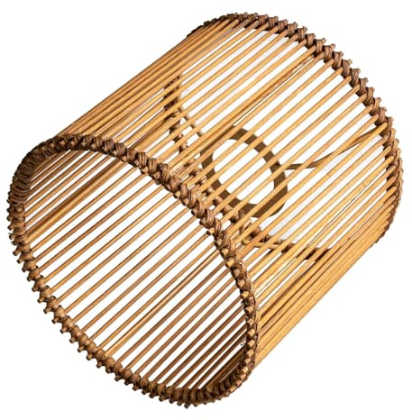 Pantalla redonda de ratán bohemia, para lámpara de mesa, lámpara colgante y de pie, todos los interiores, diámetro de 16 cm (1, bambú marrón)