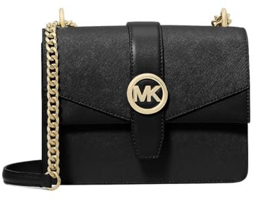 Michael Kors Greenwich Kleine Umhängetasche aus Saffiano-Leder, Schwarz