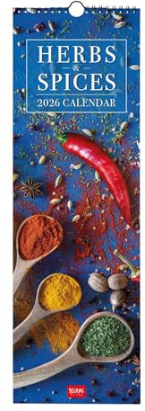 Legami - Calendario da Parete 2026, Herbs & Spices, Calendario da Muro Piccolo, 12 Mesi e Planner Annuale, in 6 Lingue, Spazio per Note, Segni Zodiacali, Festività Internazionali, 16 x 49 cm