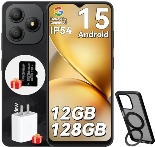 Blackview Wave 9C Smartphone Android 15, Telefono 12GB+128GB/2TB TF, Cellulare 6.56 HD+ 60Hz Schermo, Telefoni 5000mAh, 13MP+8MP, 32GB TF, Custodia Girevole per Telefono, 4G Dual SIM, OTG,Face ID,GPS