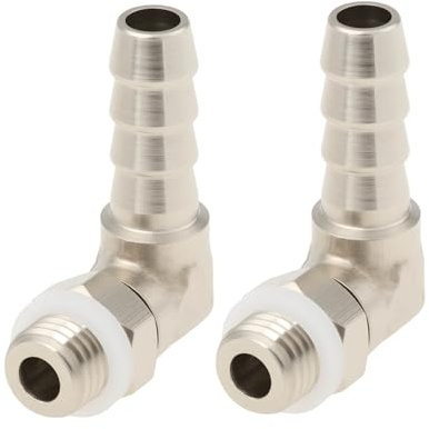 SG Store 2 Piezas de Codo de Conexión de Manguera de 6 Mm de Cobre Niquelado Rosca Macho M8x1 para Líneas de Aire Agua Combustible Y Gas.