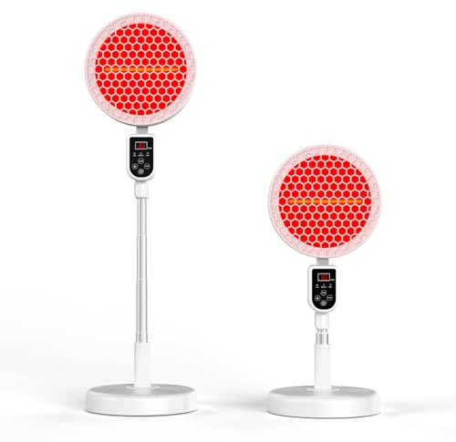 Relhafethy Lámpara de luz roja, lámpara infrarroja de alta potencia de 220 W, protección contra vuelcos con temporizador de 10 a 90 minutos, ángulo ajustable, 3 luces infrarrojas de ajuste de potencia