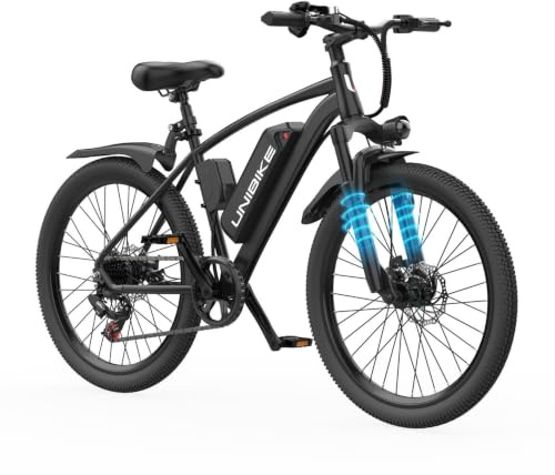 Aairsk Bicicleta eléctrica de montaña de 26 pulgadas, bicicleta eléctrica de viaje con batería extraíble de 36 V, 10 Ah, pantalla LED, freno de disco dual, bicicleta eléctrica de 7 velocidades, MTB