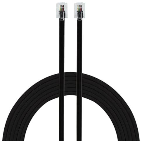 Power Gear Telephone Line Cord, 15 Feet, Phone Cord, Modular Jack Ends, Works for Phone, Modem or Fax Machine, for Use in Home or Office, Black, 76579