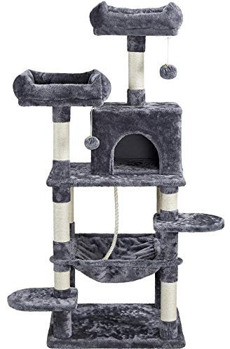 Yaheetech Árbol Rascador para Gatos Torre de Gato para Escalar Grandes 150CM Gris Oscuro