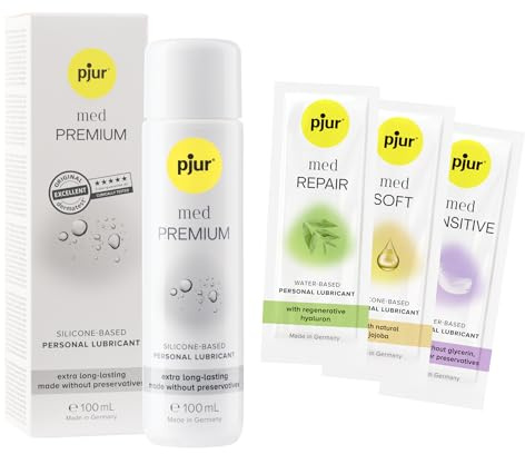pjur med premium glid - fördel inkl. 3 st. glidgelprover - medicinsk glidgel på silikonbas för känslig hud (1 x 100 ml)