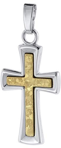 trendor Kreuz-Anhänger 585 Gold 14 Karat Bicolor Damen und Herren Goldanhänger, Kreuzanhänger Echtgold, zeitlose Geschenkidee, Schmuckstück aus Gold 75783