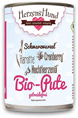 HerzensHund® (12 x 400 g) | cibo biologico per cani con verdure biologiche per cani adulti | senza glutine | cibo umido di alta qualità per cani adulti | confezione da 12 pezzi
