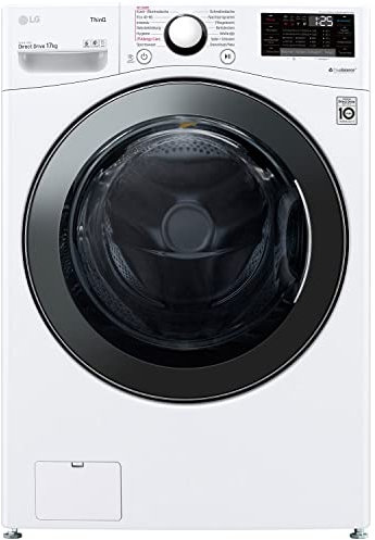 LG F11WM17TS2, Frontlader-Waschmaschine 17 kg, Klasse E, 1.100 U./Min., 70x77x99 cm, Turbowash 59 Minuten, 6 Motion DirectDrive, Wi-Fi, Weiß mit Chrom-Bullaugenring