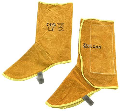 ELCAN Professionelle flammhemmende, hitzebeständige Lederschweißgamaschen, Stiefelüberzieher, Schuhüberzieher oder Stiefelschutz für Elektroden-, TIG-, MIG-, MAG-Schweißen