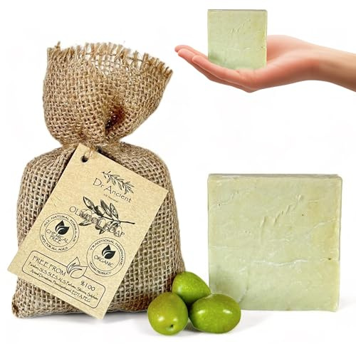 Dr.Ancient Barre de savon à l'huile d'olive biologique naturelle végétalienne traditionnelle faite à la main antique - Savon naturel pur !