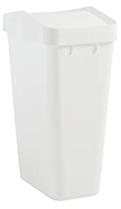 Rubbermaid Poubelle à couvercle basculant pour la maison et la cuisine, poubelle fine et moderne avec couvercle, capacité de 40 litres, blanc