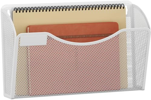 EasyPAG Metall Querformat A4 Zeitschriftenhalter Wand Zeitschriften Wandhalter Aktenablage Dokumentenhalter Hängend Magazin Organizer mit Tag-Platte,Weiß