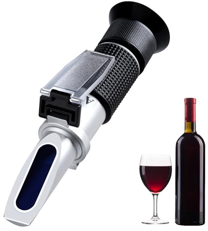 Optical Hydrometer Optical Brix Refractometer for Wine Making, Dual Scale - Brix 0-40% & Alcohol 0-25% Vol, Wine Refractometer for Measuring Sugar Content and Predicting Wine Alcohol Degree