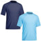 TIZAX 2 Pieces Men's Rash Vest Short Sleeve UV Shirt UPF 50+ Sun Protection Swim Tops Quick Dry Rash Guard Shirts Navyblue+Lightblue L