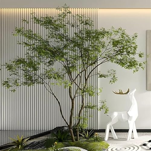 Simulated Hanging Bell Tree Large Fake Tree Green Plant Landscape Decoration Indoor Courtyard Corner Window Staircase Landscaping Ornament(1mx0.9m)