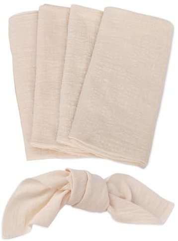 4 Pcs Cloth Napkins, 42*42cm - Cotton Linen Napkins, Reusable Party Napkins for Adults - Beige