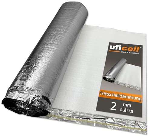Sous-couche d'isolation acoustique aux chocs uficell® ALU Plus en mousse PE avec pare-vapeur en aluminium, idéale pour les sols stratifiés et parquetés, épaisseur : 2 mm (épaisseur 2 mm | 50 m²)