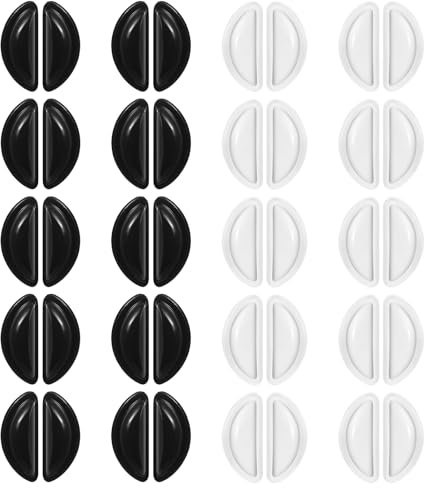 20Pairs Silicone Nose Pads for Glasses Anti Slip, Adhesive Silicone Glasses Nose Pads Non Slip Nose Grips with Air Bag, Soft 0.1'' Thickness Eye Glass Nose Pad for Sunglasses Frames (Clear & Black)