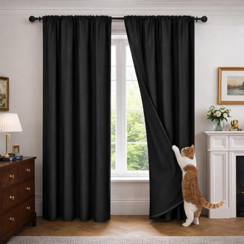 YUJOQUP Tende Oscuranti per Interni, Tenda Termica Isolante da Interno, Tenda Oscurante Anti-Rumore per Camera da Letto e Soggiorno (Nero, 160 x 140 cm)