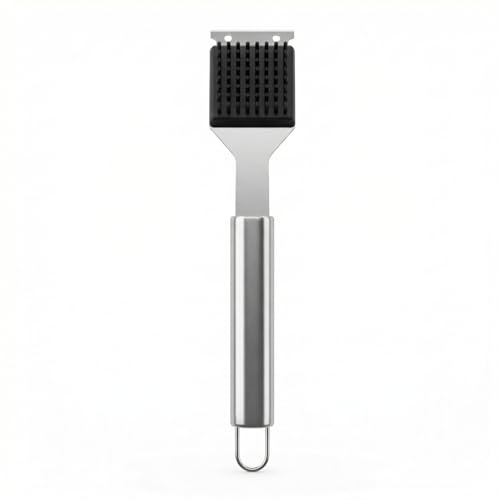 Nivofu Spazzola Barbecue, Spazzole Barbecue con Raschietto, Strumenti per la Pulizia Della Spazzola Della Griglia, Manico in Acciaio Inossidabile da 31 cm per la Pulizia Della Griglia