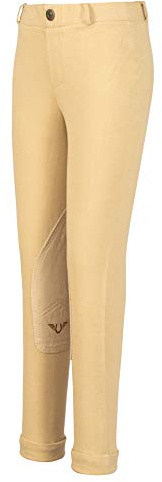 TuffRider Girl's Starter Lowrise Pull-On Jods Breech, Light Tan, 8