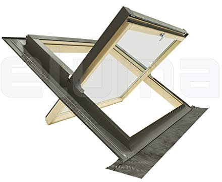 Finestra per tetto - Lucernario COMFORT BILICO / Infisso isolante certificato per uso abitativo/Vetro Antigrandine + Vetro Antinfortunistico/Made in Italy (94x98 Base x Altezza)