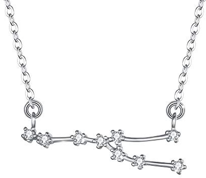 Clearine Halskette Sternzeichen 925 Sterling Silber CZ- Stier Sternbild 12 Horoskop Astrologie Anhänger Kette klar für Damen Mädschen