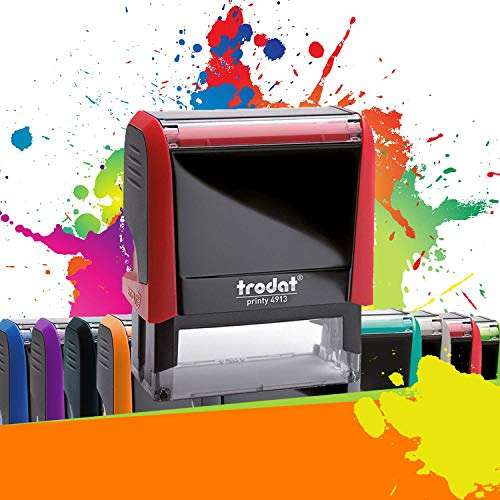 Trodat Printy 4913 - Cuscino per timbri con motivo a tendina, 5 righe (58 x 22 mm), 10 colori disponibili (fard - rosso)