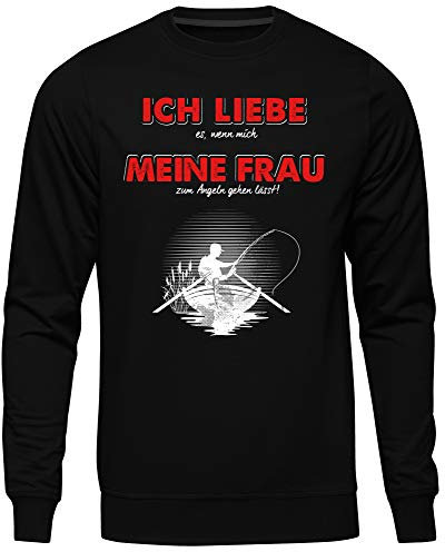 Uglyshirt89 Ich Liebe Meine Frau Angeln Männer Herren Pullover | Angel Angler Angelbekleidung Fishing Fischen Sport Familie (S)