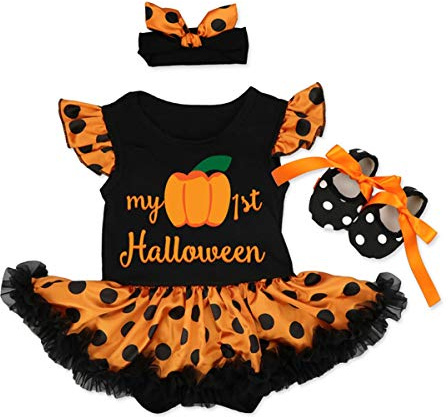 MYRISAM Christmas Costumes for Baby Girls 1st Halloween Costume Princess Birthday Bodysuit Romper Tutu Dress w/Headband Shoes 0-3M