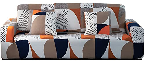ARNTY Copridivano Elasticizzato 1/2/3/4 Posti,Estensibile Copri Divano Letto,Moderno Fodere Copridivani Elastico Fodera Protettiva(Colorato-Motivo Geometrico, Copridivano 1 Posti:90-140cm)