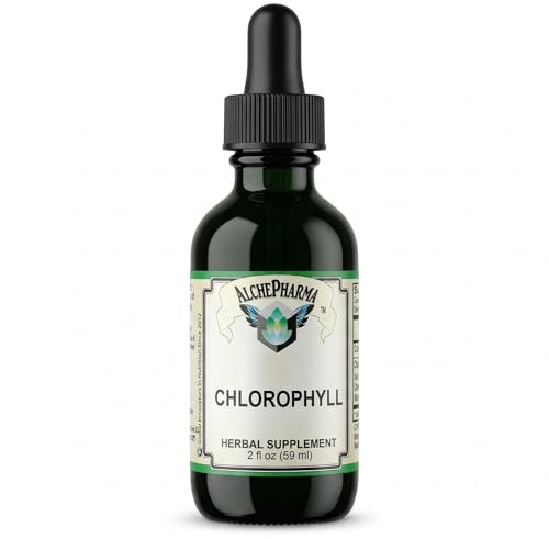 AlchePharma Chlorophyll from Mulberry Leaf as Sodium Copper Chlorophyllin (2mg Copper per 15 Drops) w/Peppermint Essential Oil