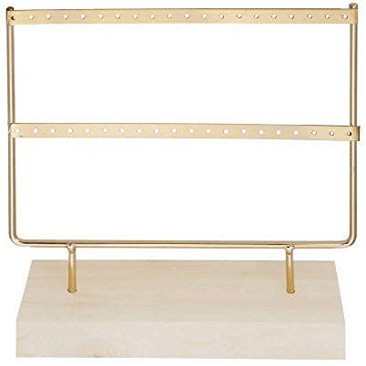 Ruby - Organisateur de bijoux, présentoir de boucles d'oreilles en bois et métal, boîte à bijoux vintage, organisateur de bijoux, boucles d'oreilles de bijoutier 22,5 x 20,5 cm