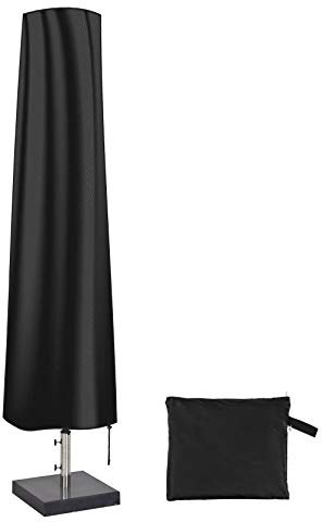 QH-Shop Housse de Parasol avec Sac de Rangement, Étanche Couverture de Parasol en Tissu Oxford Housse de Protection Résistance au Vent pour Salon Jardin Extérieur, Noir (190x30/40/50cm)
