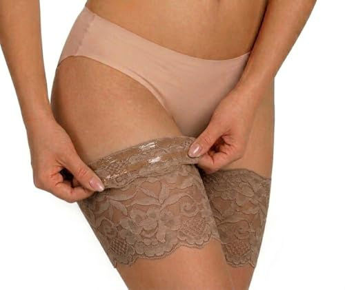 Sesto Senso Sexy Muslo Bandas de Encaje Elásticas Antirozaduras con Cuatro Tiras de Silicona Sabia Carne 60-65 M