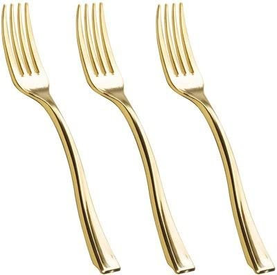 Forchetta in plastica 9,8 cm oro rosa cucchiaio da dessert metallizzato mini spork oro dessert Spork (oro mini forchetta 24 pezzi)