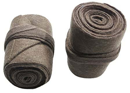 warreplica Britische WW1 Lange Putties Puttees Braune Wickelgamaschen – Militärische Reproduktionsgamaschen für Kostüme, Reenactment, Outdoor, Wandern, Camping, Beinwickel aus brauner Wolle