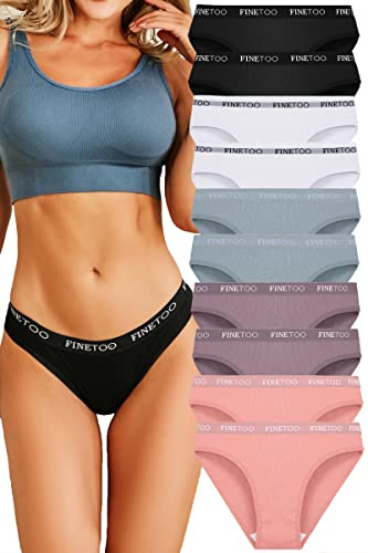 FINETOO Confezione da 10 Slip in Cotone da Donna Intimo Traspirante Logo Intimo Sportivo Mutandine morbide e Sexy Lingerie Sexy Cintura Sportiva Bikini Confezione Multipla S-XL