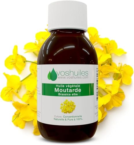 VOSHUILES - Huile Végétale Moutarde 250ml - Huile Essentielle & Végétale Pure pour Soins Capillaires- Massage- Cuisine - Qualité Premium- 100% Naturelle
