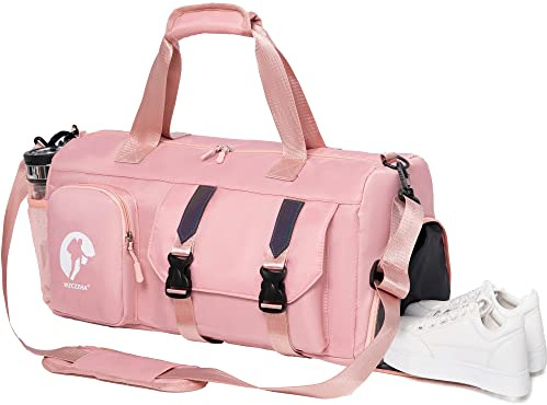 Bolsa de gimnasio para hombres y mujeres, pequeña, 18.5 x 9.5 x 9 pulgadas, bolsa de viaje con compartimento, bolsas para equipos de gimnasia, Rosado, M, Moda