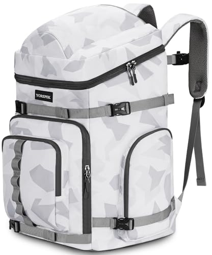 YOREPEK 65L Ski Boot Bag Backpack with 8 Pockets, Waterproof Ski Snowboard Boot Bags for Air Travel, Ski Gear Bag Backpacks for Boots, Helmet, Goggle, Gloves, Pants, Jacket, Accessories for Adults
