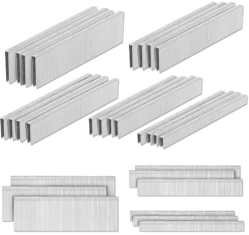 PINOZE Lot de 4 200 agrafes à couronne étroite de calibre 18 de 6,35 mm (3,8 cm, 3,8 cm, 2,5 cm, 1,9 cm, 1,27 cm) et clous 18GA (5,1 cm, 2,5 cm, 1,5 cm), galvanisées très résistantes Agrafe