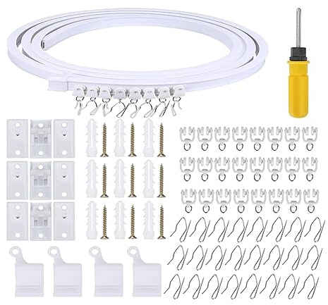 TOBEOME Riel de Cortina de Techo Flexible de 5 Metros, Riel de Cortina Curvo, Accesorios Incluidos